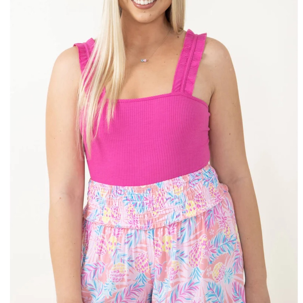 Simply southern ruffle shoulder bodysuit pink XXL NWT